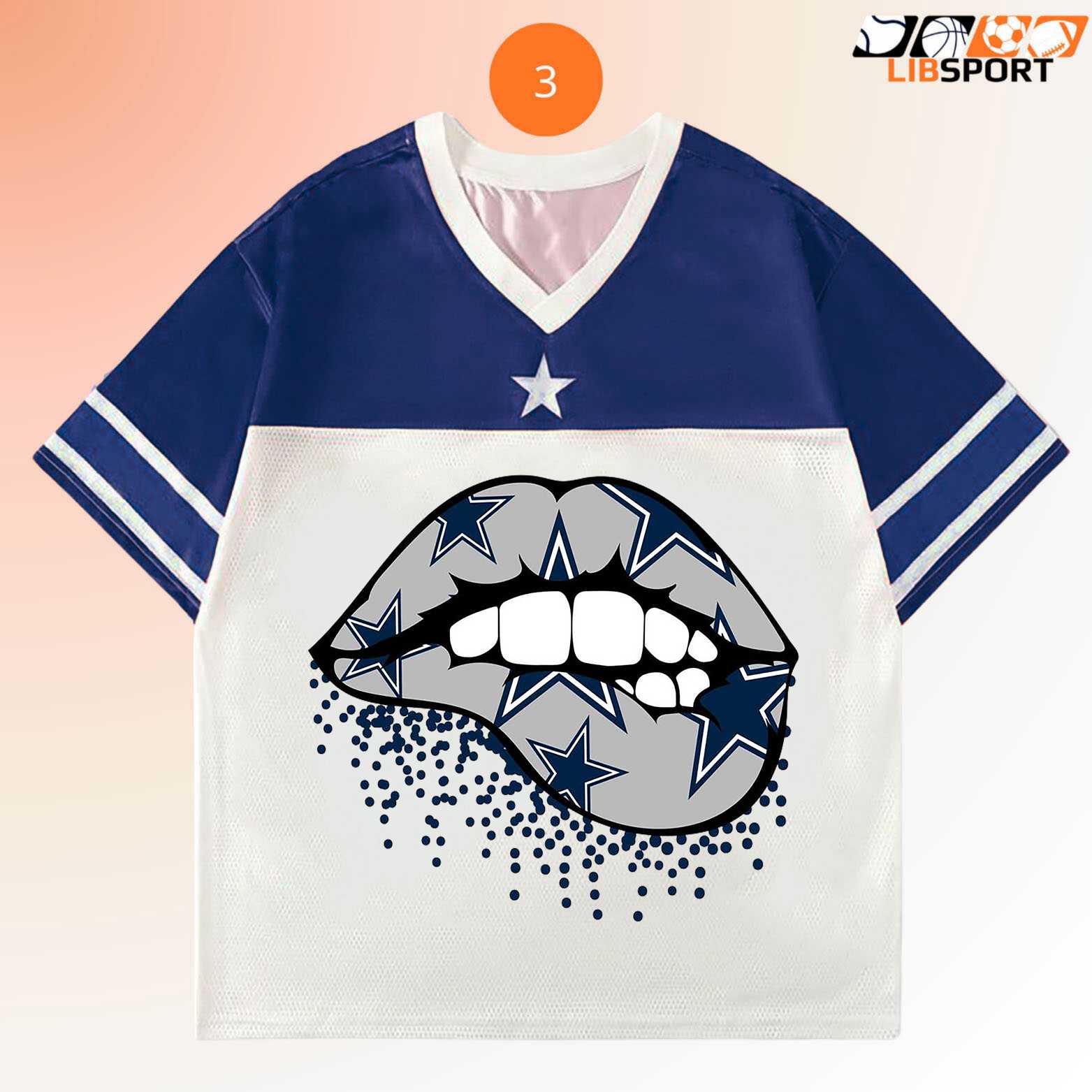 Cowboys Inspired Lips Jersey, Unisex Game Day Shirt, Graphic Nfl Fan Tee